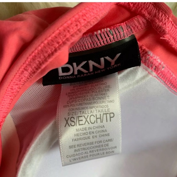 DKNY Pink Ruched Padded Halter Tankini Top - Picture 3 of 3